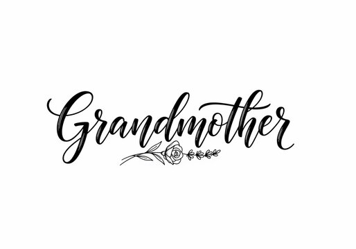 Handwritten "Grandmother" in elegant script with delicate floral flourish.