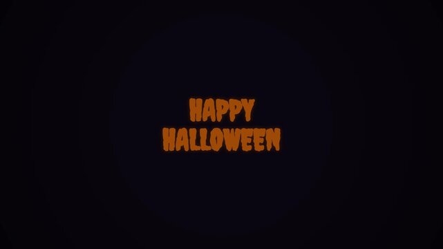 Animated jittering orange Happy Halloween text glitch on dark background