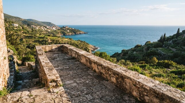 Ancient Greek Coastal Watch Post Ruins for Mediterranean History and Mythology