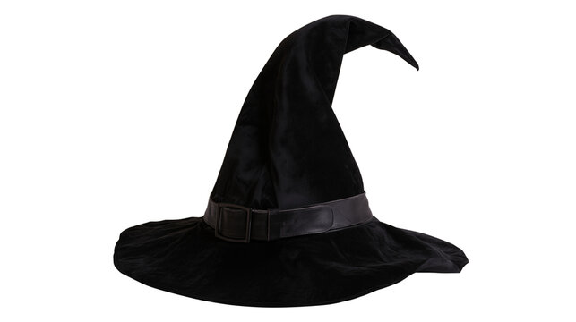 Black witch hat isolated on transparent background