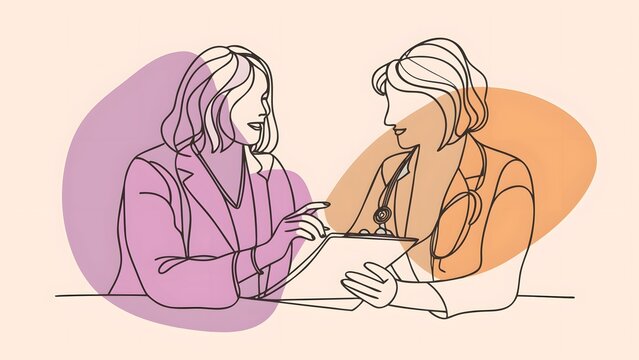 Medical consultation and patient diagnosis. Healthcare support and clinical advice. Doctor discussing medical records with a patient in clinic