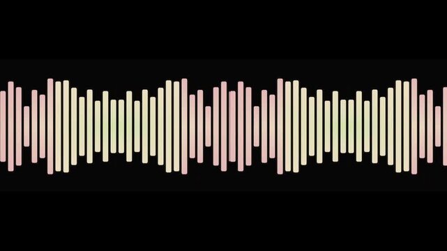 Animated audio spectrum sound wave waveform equalizer bars with soft gradient on black background