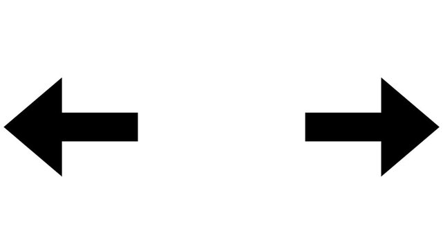 Two black arrows pointing left and right opposing horizontal icon on white background