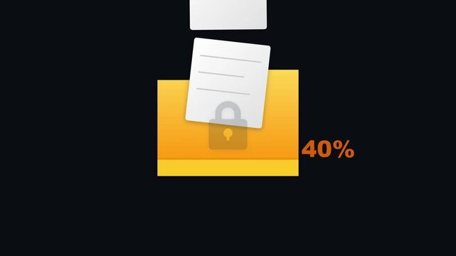 Data encryption and secure document storage folder progress concept