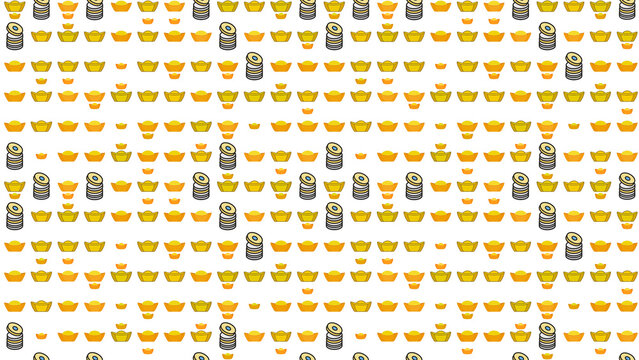 Seamless pattern of gold ingots and coins