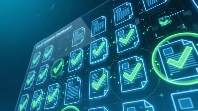 Digital cloud validation dashboard interface displaying data