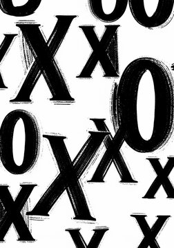 Abstract Black and White Letter Pattern - Xs and Os