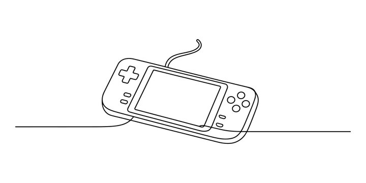 Continuous single line drawing of a portable video game console device