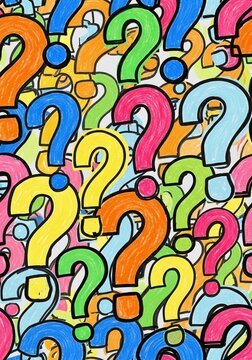 Colorful Question Marks Pattern - Inquiry, Confusion, Curiosity, Doubt, Mystery, Puzzle