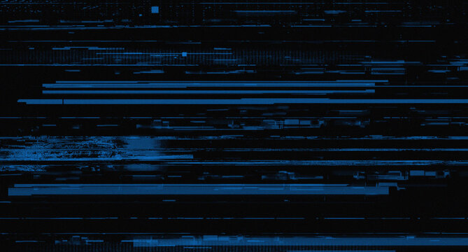 Abstract Dark Blue Glitch Texture Background with Digital Distortion Noise