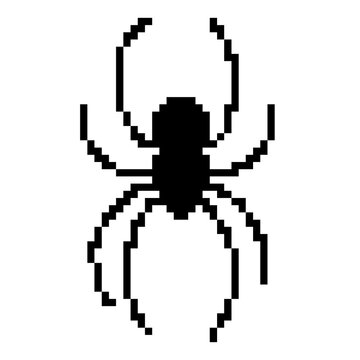 pixel art arachnid spider black halloween insect eight leg icon