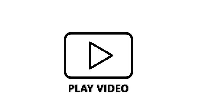 Play video button icon animation with rounded rectangle on white background.