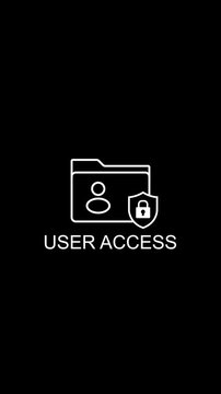 User access folder animation with security shield and padlock for cybersecurity and data protection concepts