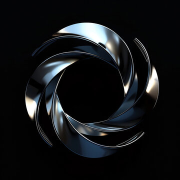 Modern metallic chrome swirl abstract design element 3D rendered
