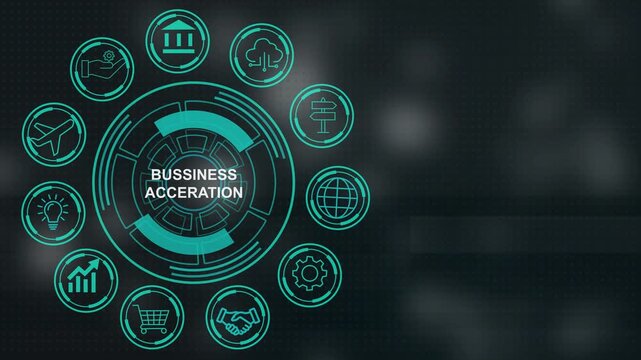 business acceleration concept animation. Business, Technology, Internet and network concept. animation video