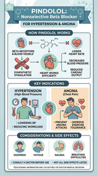Pindolol Nonselective Beta Blocker for Hypertension Angina Medical Infographic
