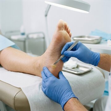 Podiatrist Performing Foot Care Procedure with Scalpel