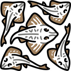 Whimsical Ray Fish Illustration - Cute Marine Life Cartoon © Zorix