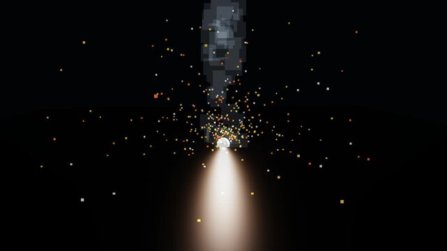 Pixelated Particles Exploding from Light Beam