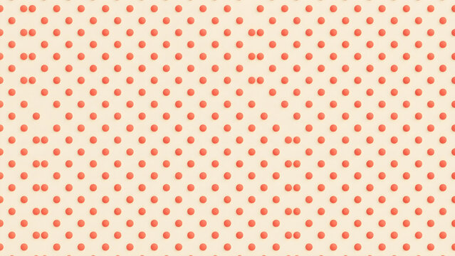 3D coral polka dots scattered pattern on cream background