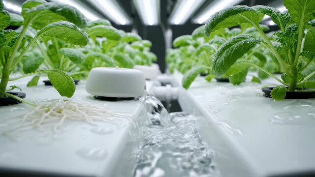 Hydroponic system with sensors monitoring plant growth in water