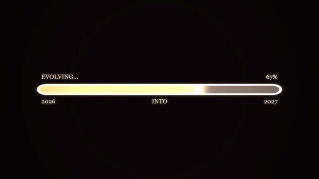 Evolving 2026 to 2027 progress bar animation: futuristic digital loading concept for business planning and strategic growth