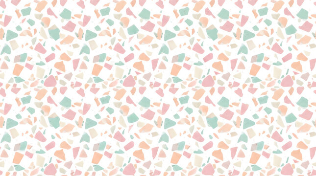 Pastel terrazzo stone floor seamless pattern in mint pink peach and cream