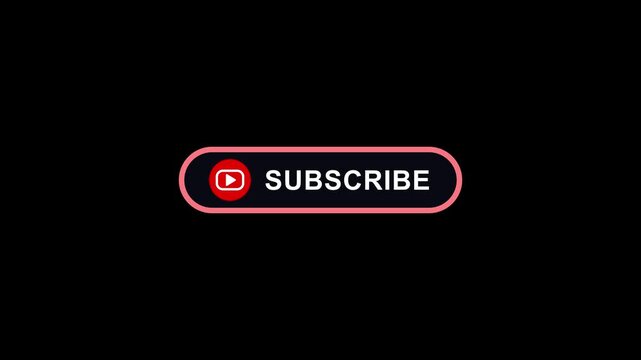 YouTube subscribe button with text and icon Interactive subscribe button with play icon animation with mouse cursor on black background click social icon on black background