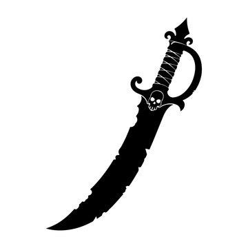 WebJagged Curved Pirate Sword Cutlass Black Silhouette