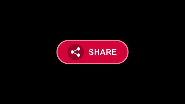 YouTube share button with text and icon on black background Red share button icon with computer mouse cursor hovering on black background click internet social web design click icon