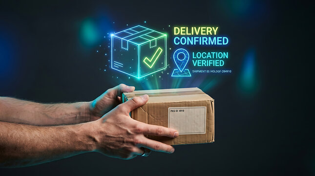 Smart Package Delivery Confirmed Hologram Tracking Conce