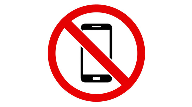 Prohibition sign for mobile phones, no isolated on transparent background