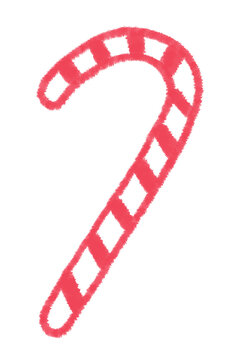 Hand drawn red candy cane Christmas illustration