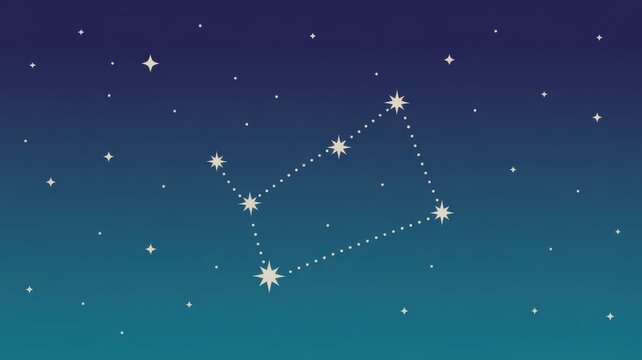 Bright star constellation in the dark blue night sky with many twinkling small stars