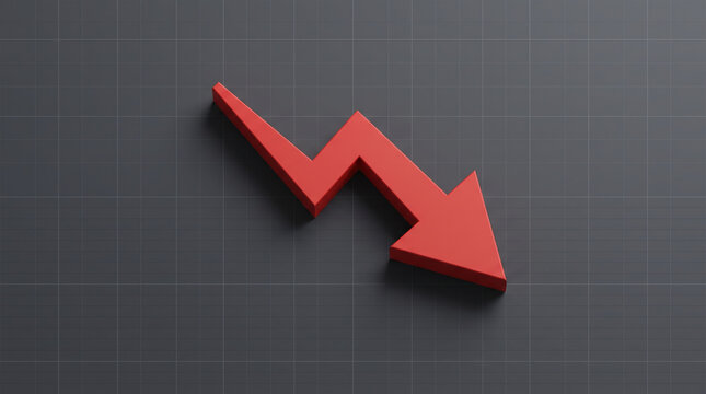 Red arrow representing inflation and economy decline. Financial crisis recession. stock price increase falling, bankruptcy risk loss, chart graph statistic