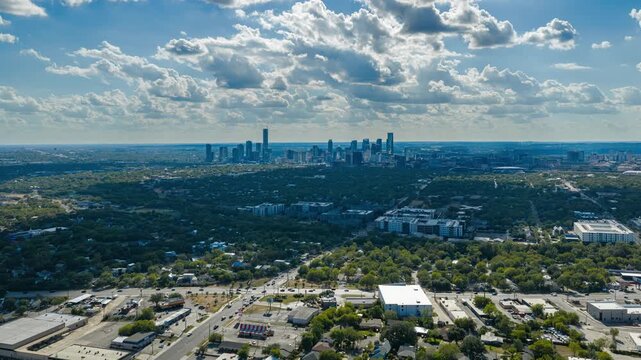 Hyperlapse Over Mueller Austin Toward I-35 with Downtown Skyline Part 1 of 2