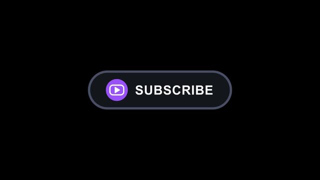 Animated subscribe button with play icon graphic with confetti effect on black background social channel click mouse cursor social channel click mouse cursor