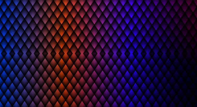 Abstract vector background template with 3D diamond grid in blue, purple, and orange gradient. Modern geometric layout for corporate presentation.