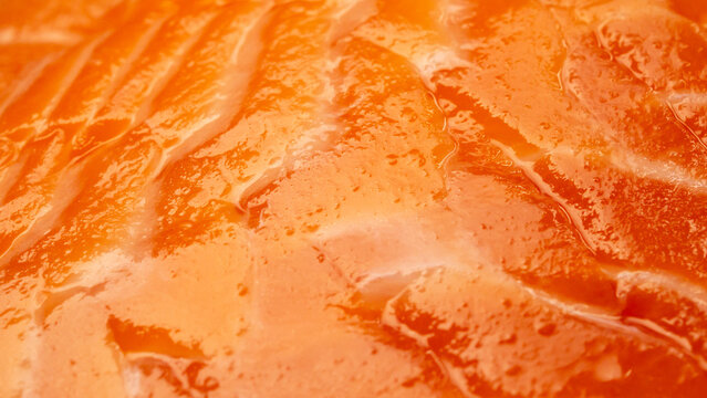 fresh salmon sashimi slices with beautiful fat marble texture background