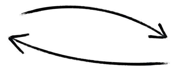 Fototapeta premium Two opposing arrows depict a circular flow with a hand drawn grunge brush stock style, on a white background, vector illustration