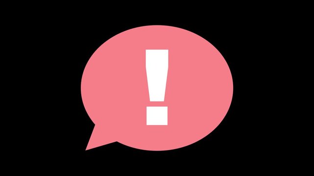 Speech bubble with exclamation mark animation. Chat message bubbles popping up animation. Dynamic text speech bubble simple communication icon sign, Alert warning sign Exclamation symbol, danger sign 