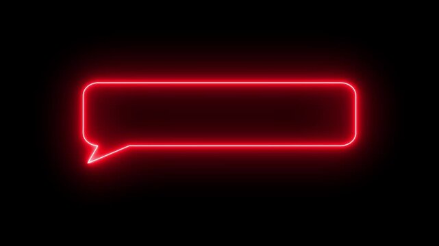 Neon sign message icon speech bubble animation video. Dynamic text speech bubble simple communication icon sign, Alpha channel 4k