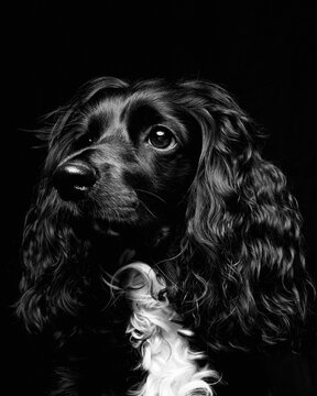 english cocker spaniel on black background