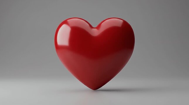 Red Heart Floating in Gray Background for Love and Care Themes