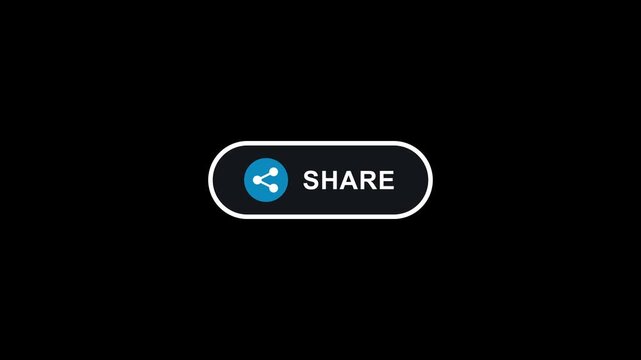 Interactive share button animation with sparkles on black background social click mouse cursor interface social click mouse cursor interface