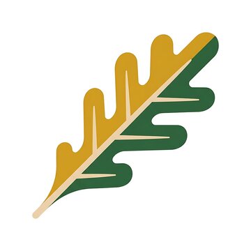 Stylized Oak Leaf Vector Illustration with Green and Gold Split Design