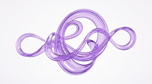 Abstract purple liquid flowing loop sculpture isolated on white background for futuristic 3D artwork creative branding digital design and backgrounds