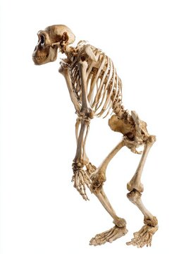 Anatomical Primate Skeleton Model Isolated On White Background With Detailed Bone Structures