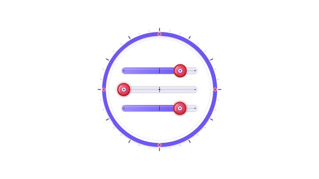Circular interface with adjustable slider controls for digital software