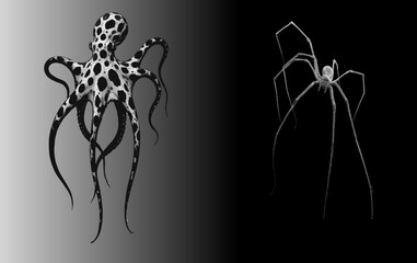 Fototapeta premium Animal Creatures artistic drawn for graphic use